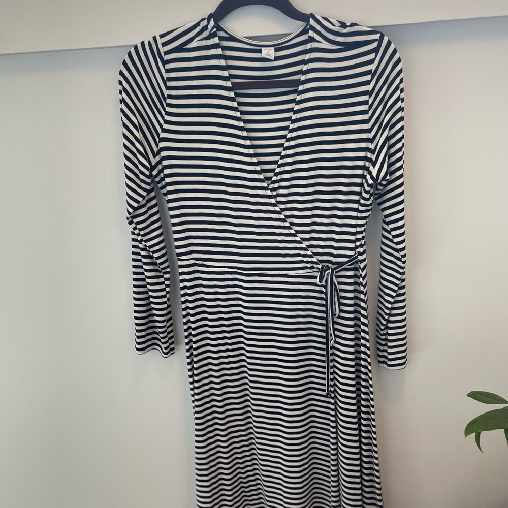 Classic black and white wrap dress